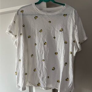 Old Navy White T-Shirt with Yellow Floral Print